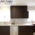 Dark Brown Solid Wood Kitchen Cabinets with Customized Color and Plywood Door