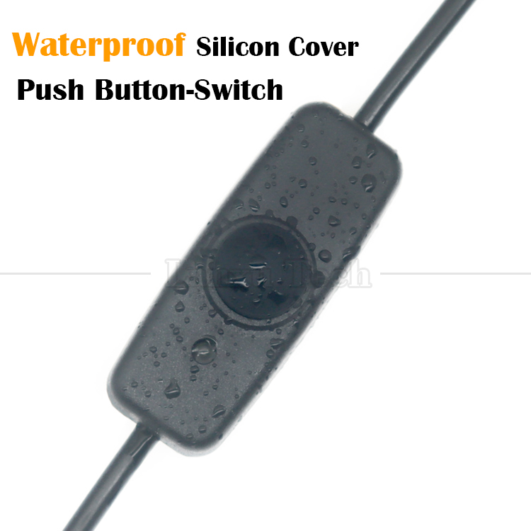Custom Factory Waterproof Silicon Cover Push Button 2 Pin DC Power on off Switch Cable for Lamp Motorcycle