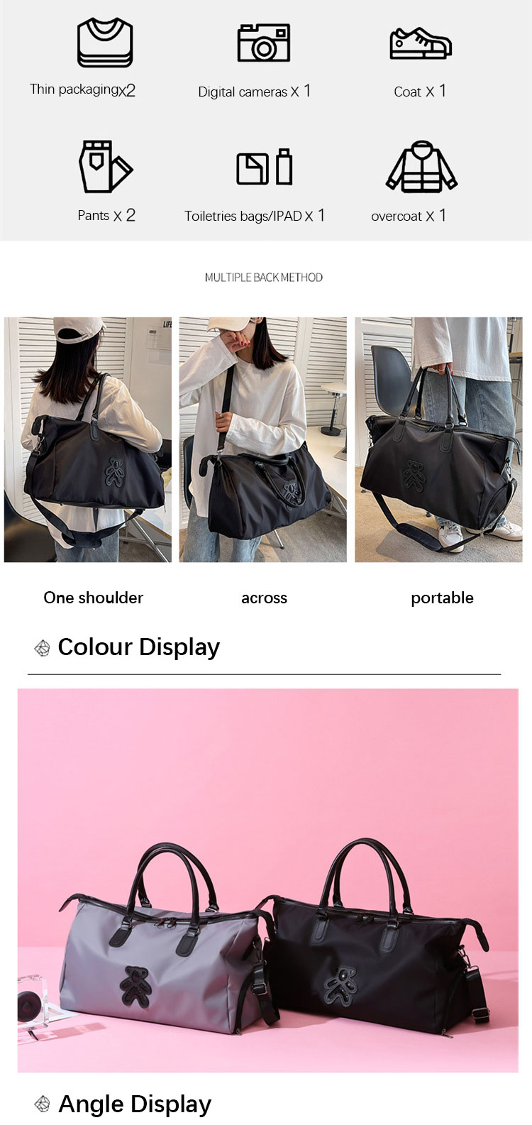 OEM Fashion Business Trip Bag Unisex Cartoon Duffel Bag Wholesale
