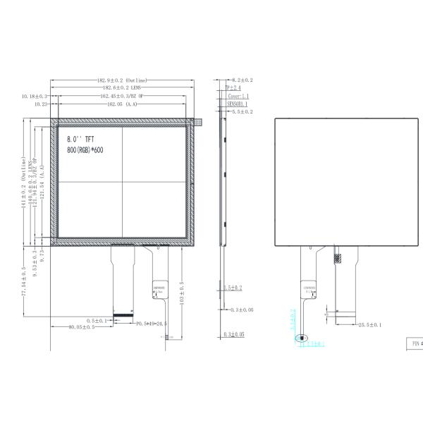 8 Inch 800*600 IPS Industrial TFT LCD Display RGB 50 Pin with Capacitive Touch Screen