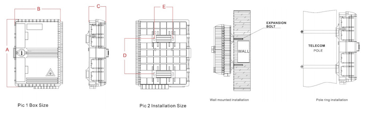 24Port Fiber Optic Enclosure Wall Mount / Pole Mount APC / UPC FTTB