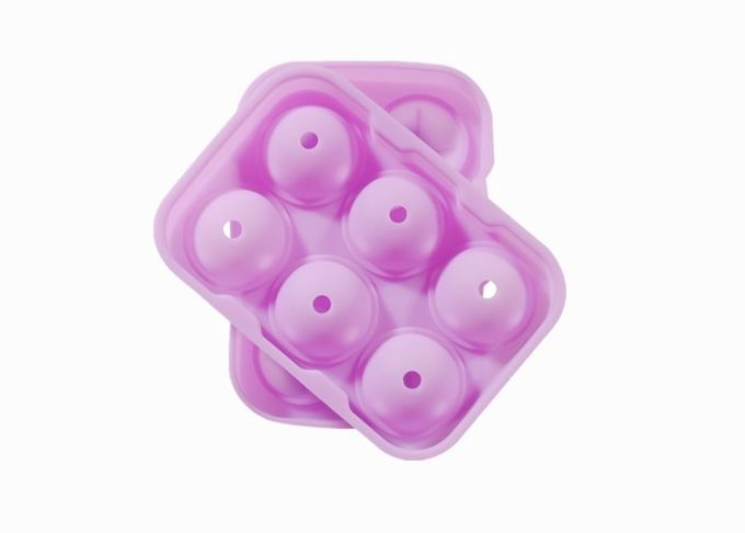 Reusable 6 Balls Silicone Ice Trays Square Shape Whisky Ice Ball Tray
