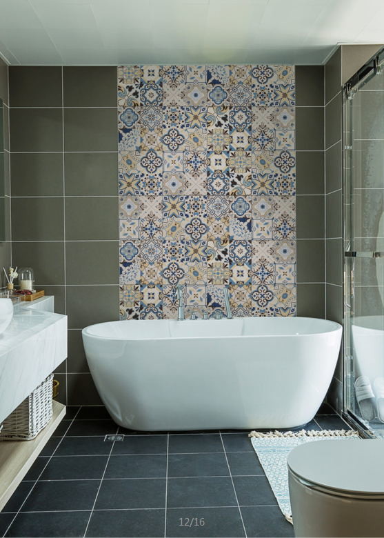 Handmade Porcelain 30X30CM 8mm Flower Floor Tiles