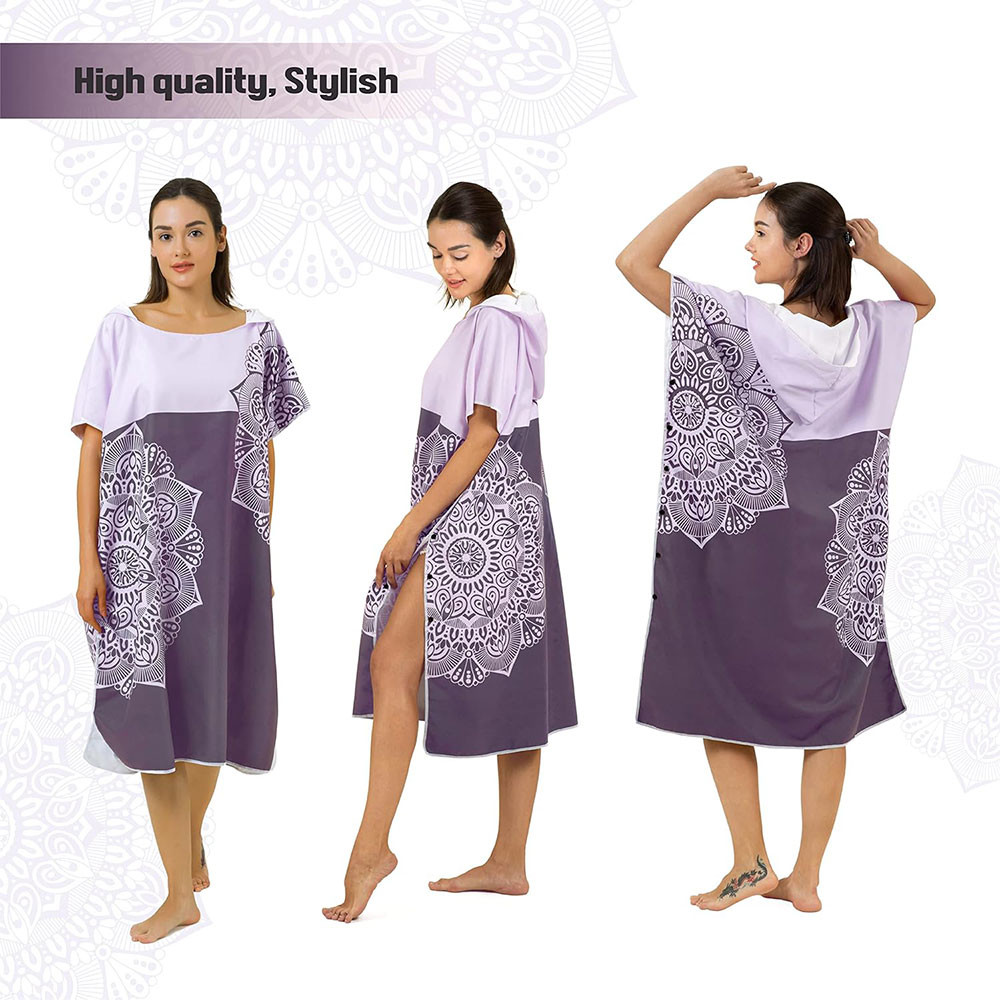 Microfiber Beach Towel Bath Robe Printed Surf Poncho Beach Towel