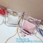 waterproof promotional clear tote pvc handle shopping bag, PVC mat waterproof