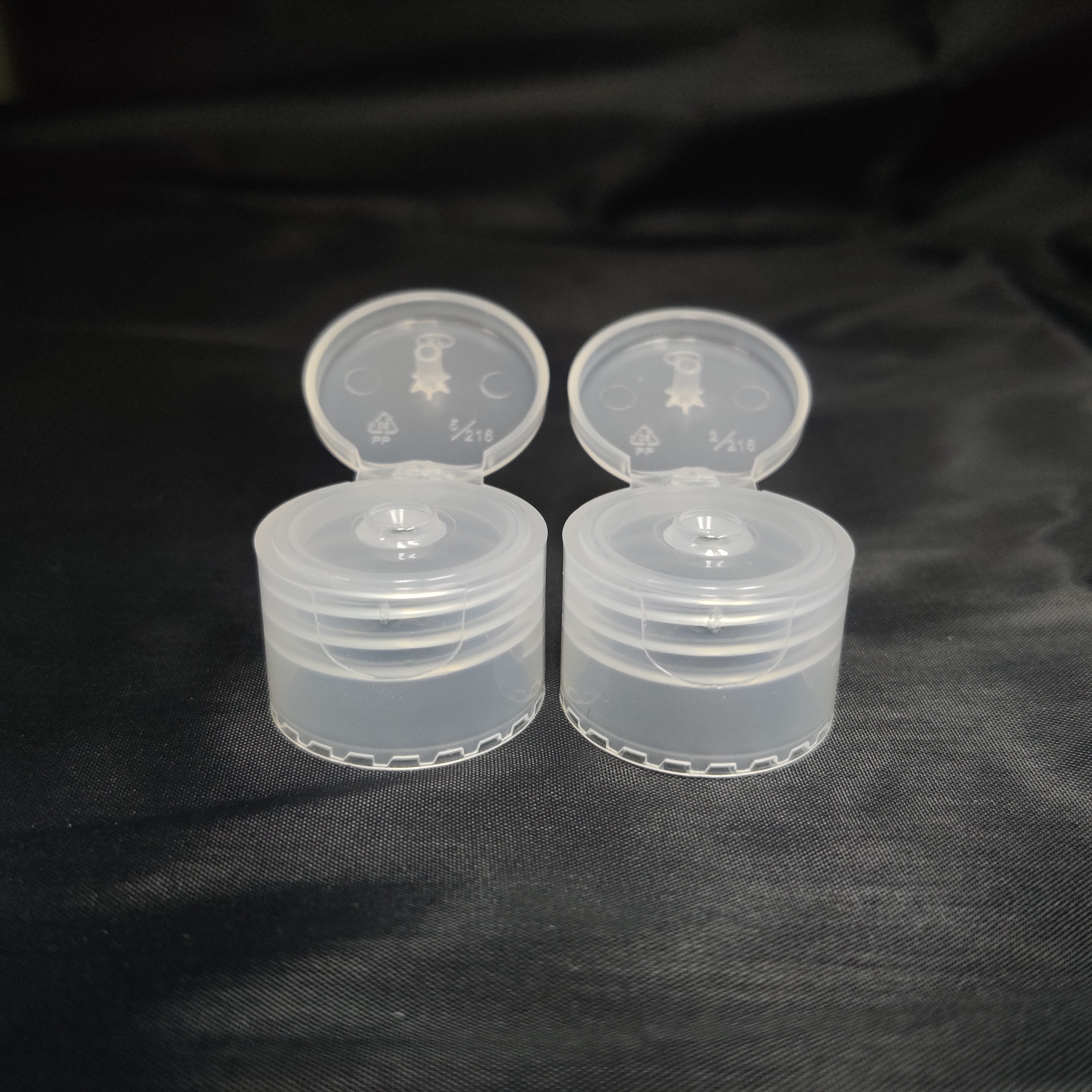 Round Transparent 24mm PP Plastic Flip Top Cap For Oil Snap Bottle