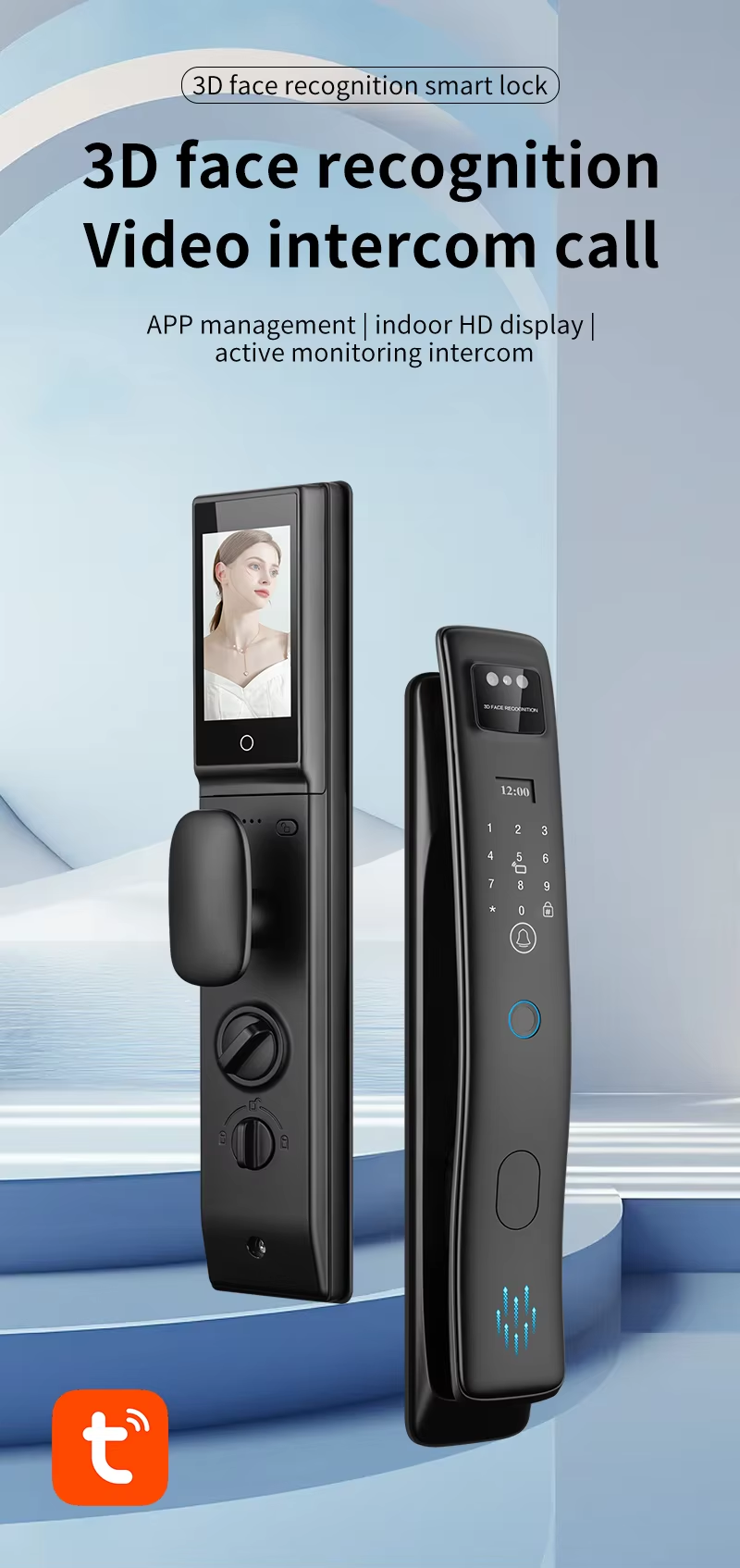 Smart Home Door Lock S958Max Fingerprint Card Code Key Video Intercom Face ID Recognition Tuya Door Lock