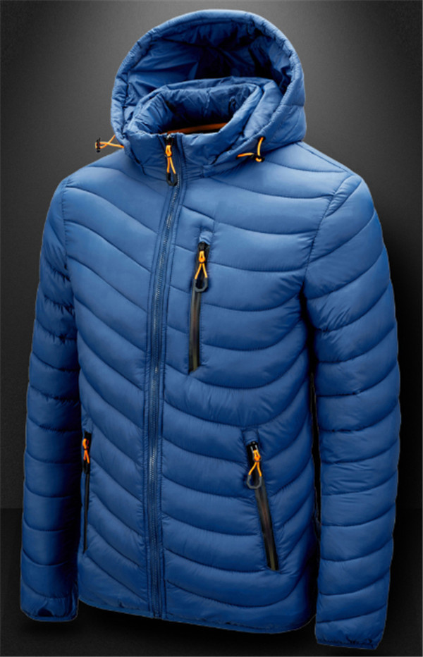 Men'S Winter Nylon Fabric Quilted Jacket With Detachable Hood