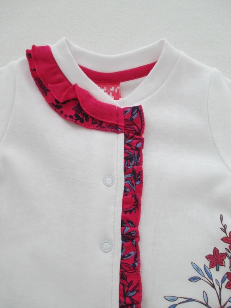 Cotton Interlock 220G Personalised Baby Pyjamas Long Sleeve With Feet Frills Along Placket