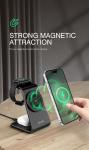 Compact 3 In 1 Wireless Charger 5W Watch Output And 5W/7.5W/10W/15W Wireless