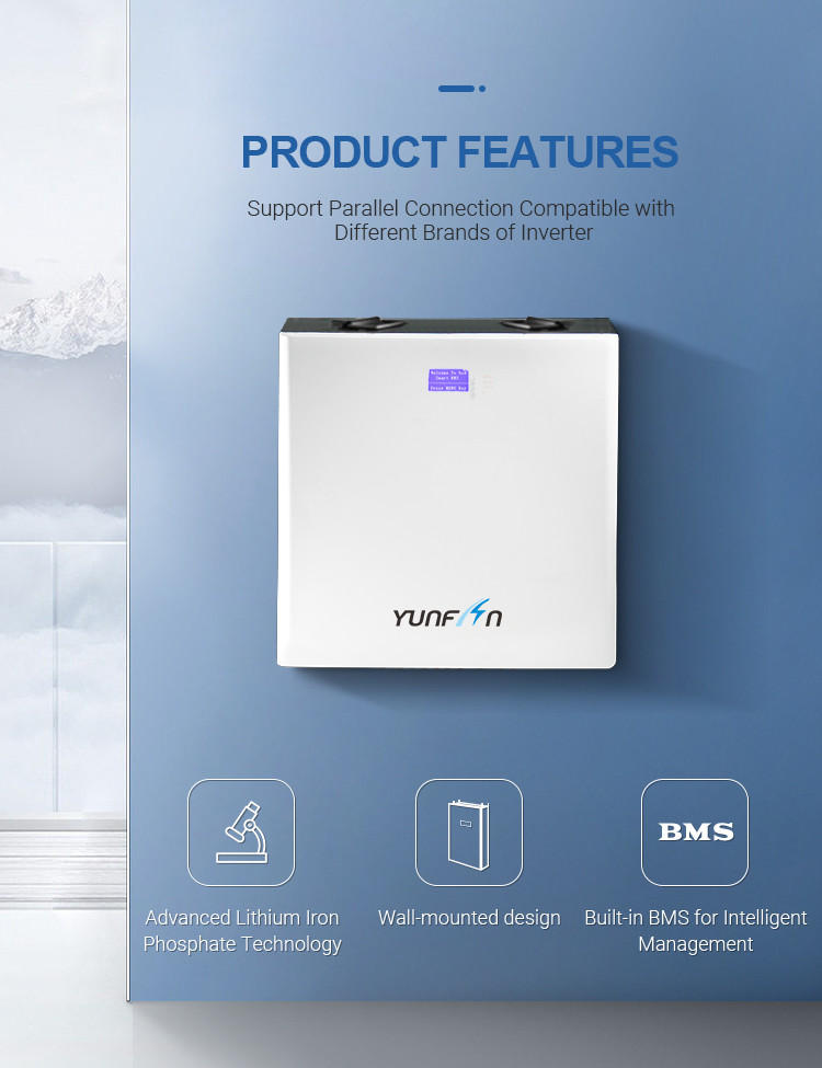 51.2V 100Ah 5KWh Wall Mounted Solar Battery Residential Deep Cycle LiFePo4 Battery