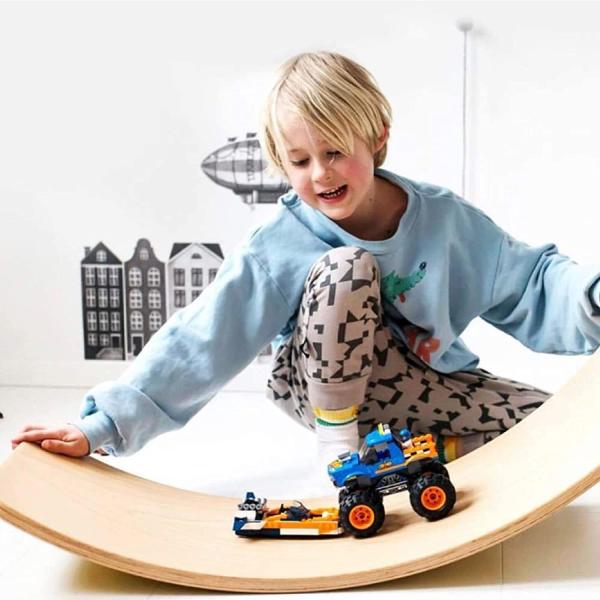Custom Natural Wood Multifunction Rocker Kids wooden Montessori Fitness Curvy