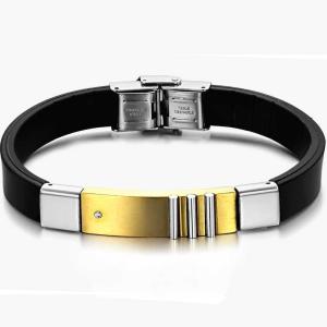 Wholesale Tagor Stainless Steel Jewelry Super Fashion Silicone Leather Bracelet Bangle TYSR100 from china suppliers