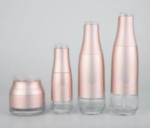 Wholesale Pink Glass Cream Jar Lotion Bottles Cosmetic Packaging Customized Logo And Color from china suppliers