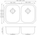 Stainless Steel Double Bowl Kitchen Sink 29-1/8"X18-1/2"X7" Dimension / Custom