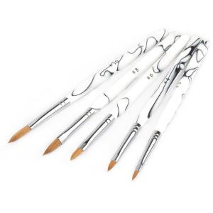 Wholesale Marble Handle Nail Painting Brush Aluminium Ferrule Kolinsky Hair 3D Nail Brush from china suppliers