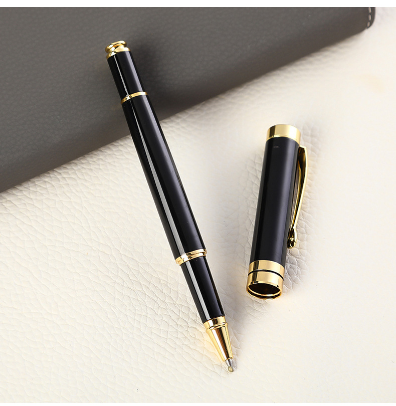 Custom Logo Printing Black White Slim Metal Ball Point Pen for Customized Color Gift