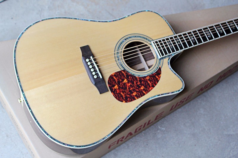 D Style Solid Cedar Top Cutaway 41" Pearl Inlays Rosewood Back and Sides Acoustic Guitar