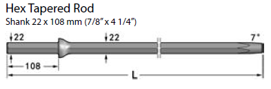 7 Degree Taper Drill Rod H22 Shank Taper Rock Drill Rod For Yt24 Yt28 Drill Machine