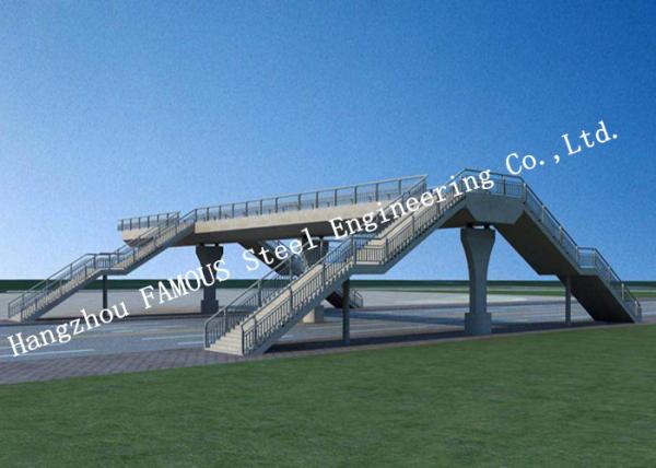 Trail Prefabricated Pedestrian Bridges Over Roads , Pedestrian Flyover Urban