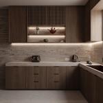Minimalism Style Wood Veneer Wooden Kitchen Cabinet Modular Kitchen