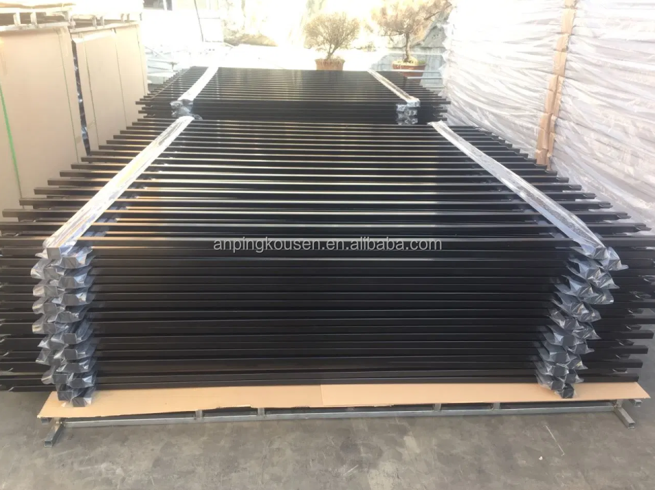 50x50mm Rail Size Black Decorative Metal Wrought Iron Steel Fence Main Market America