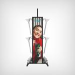 Movable 2-way Metal Display Rack Wire Gridwall Brand Logo Funnel Display Stand