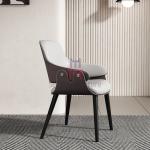 Hollowed Out Back Metal Restaurant Chair With Leather Upholstered