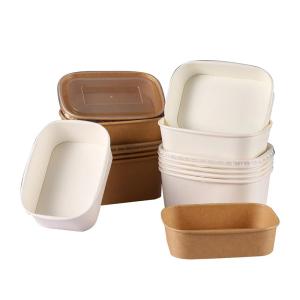 Wholesale Serving Disposable Kraft Paper Bowls , Microwavable Takeout Rectangular Paper Bowl from china suppliers