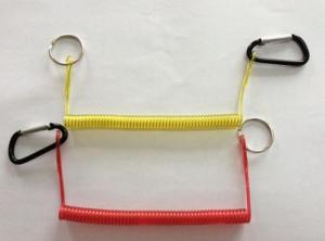 Wholesale Chinese spiral cord wire tool holder lanyard carabiner and key ring on two ends from china suppliers