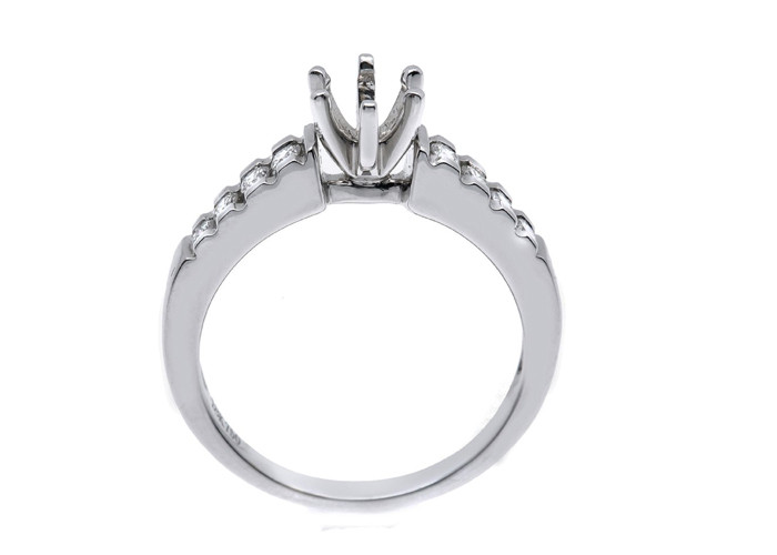 0.2ct 8pcs Semi Mount Diamond Ring 14K White Gold Material ODM for Gift
