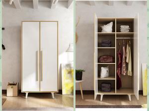 Wholesale Large White High Gloss Wardrobe Set / Vintage Painting Melamine Wardrobes from china suppliers