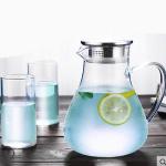 Clear Tempered Glass Water Pitcher Iced Tea Carafe With Stainless Steel Lid