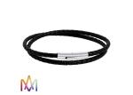 Snap Fastener Black Woven Mens Leather Bracelets Engraved