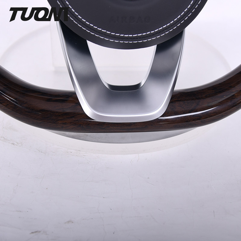 Custom Wooden Steering Wheel Mercedes Benz Black Smooth Leather