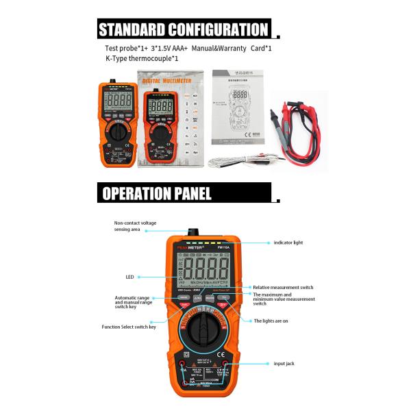 Manual And Auto Range Digital Meter 1000V Voltmeter AC DC Digital Multimeter MAX And MIN Measurement NCV Function