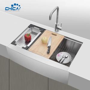 Wholesale SUS304 stainless steel Double Bowl Kitchen Sinks Apron Front Handmade House Kitchen Sinks from china suppliers
