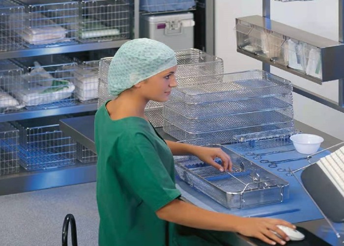 High Temperature Wire Mesh Storage Basket Sterilization Medical Disinfection Rectangular