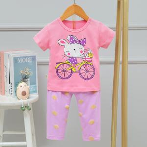 Wholesale Cycling Rabbit Soft Touch Pyjama Set Short Sleeved Animal Print Loungewear from china suppliers