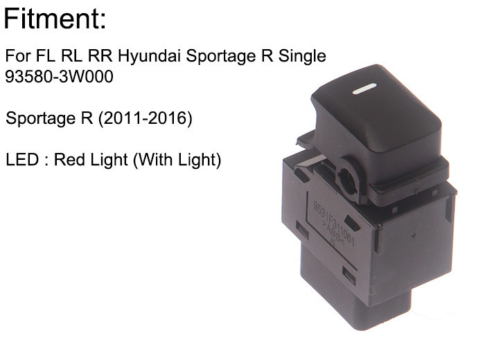Auto Power window switch FR,RL,RR for Hyundai Sportage Single switch with RED light 2011-2016 OE 93580-3W000 93581-2S000