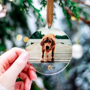 Wholesale handcrafted Christmas Pet Photo Memorial Ornament UV print from china suppliers