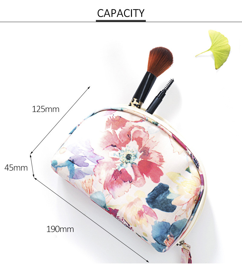 Half Moon Bride Floral Palm Pouch Cosmetic Makeup Bag for Travel