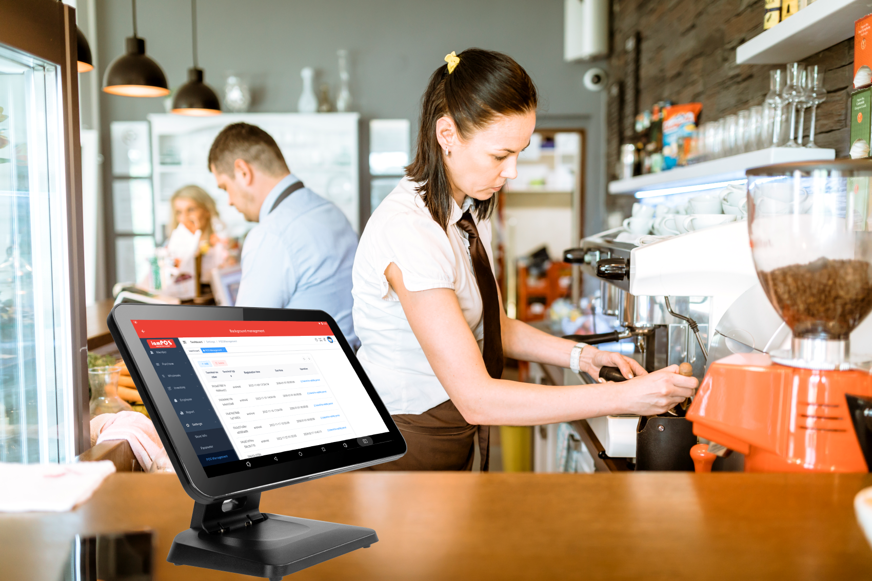 Self-standing 15.6 Inch POS System for Restaurant Shop Black Optional Thermal Printer