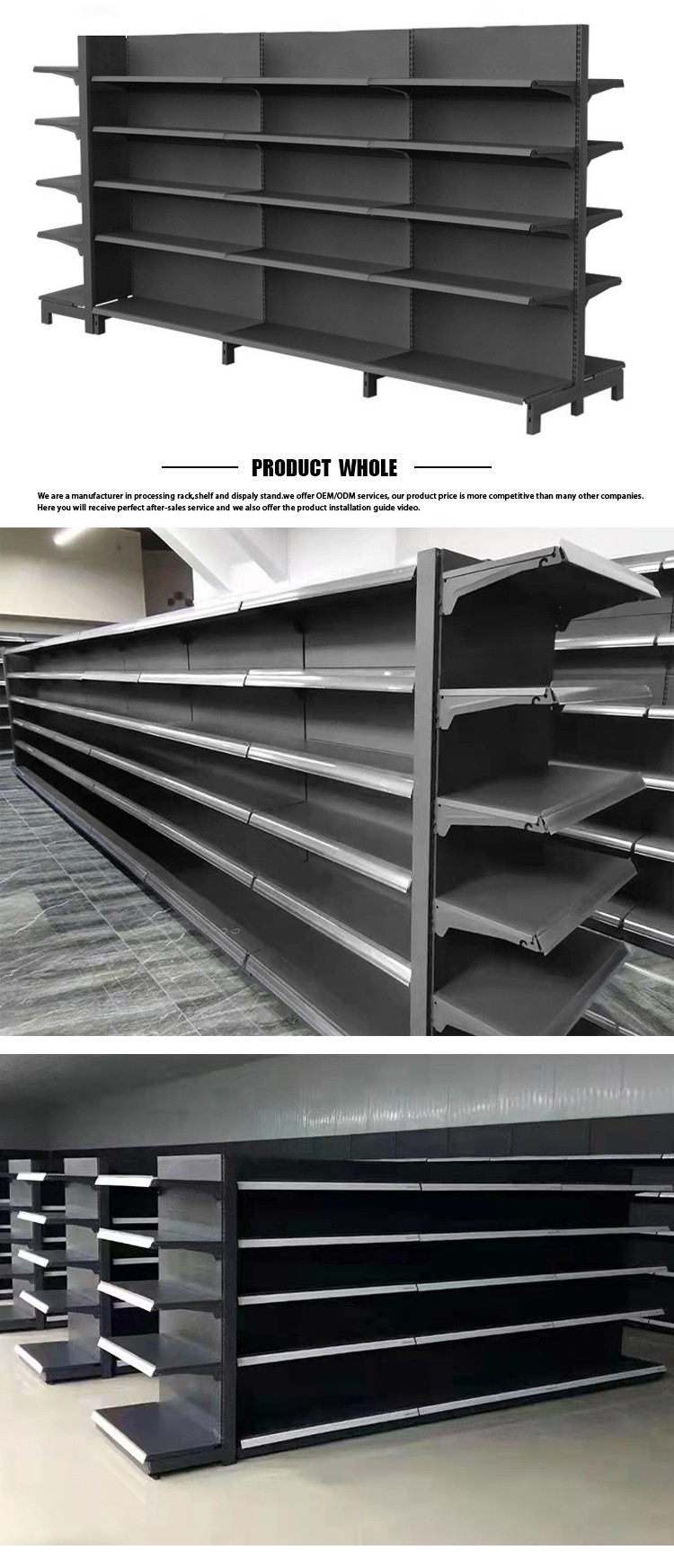 Easy Installation Supermarket Display Shelving Customized Load Capacity 30-80KG/Layer