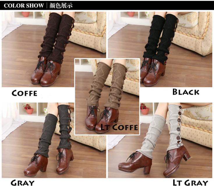 socks,leg warmers loose socks wool blend button down pierced decoration boot socks fashion