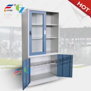 Wholesale Steel cupboard FYD-W019,glass door,two adjustable shelves,up glass door,down steel door from china suppliers