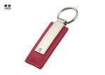 Red Color Personalized Leather Keychain With Metal Lightweight Monogrammed