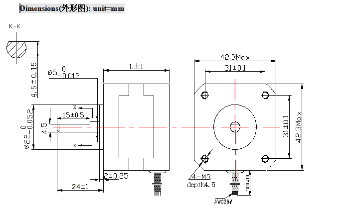 nema 17 Stepper Motor size 42mm Hybrid Stepper Motor ST42H309