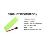 NIMH Nickel Metal Hydride Battery AA Size 4.8v Battery Pack 2400mah