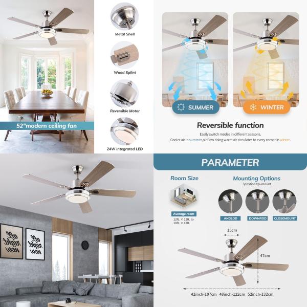 Manufacturer Modern Home Ceiling Fans 52 Inch Ceiling Fan With Light And Remote Control